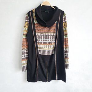 Tricotto Black Cowl Neck Multi Graphic Print Long Sleeve Sweater Tunic Large